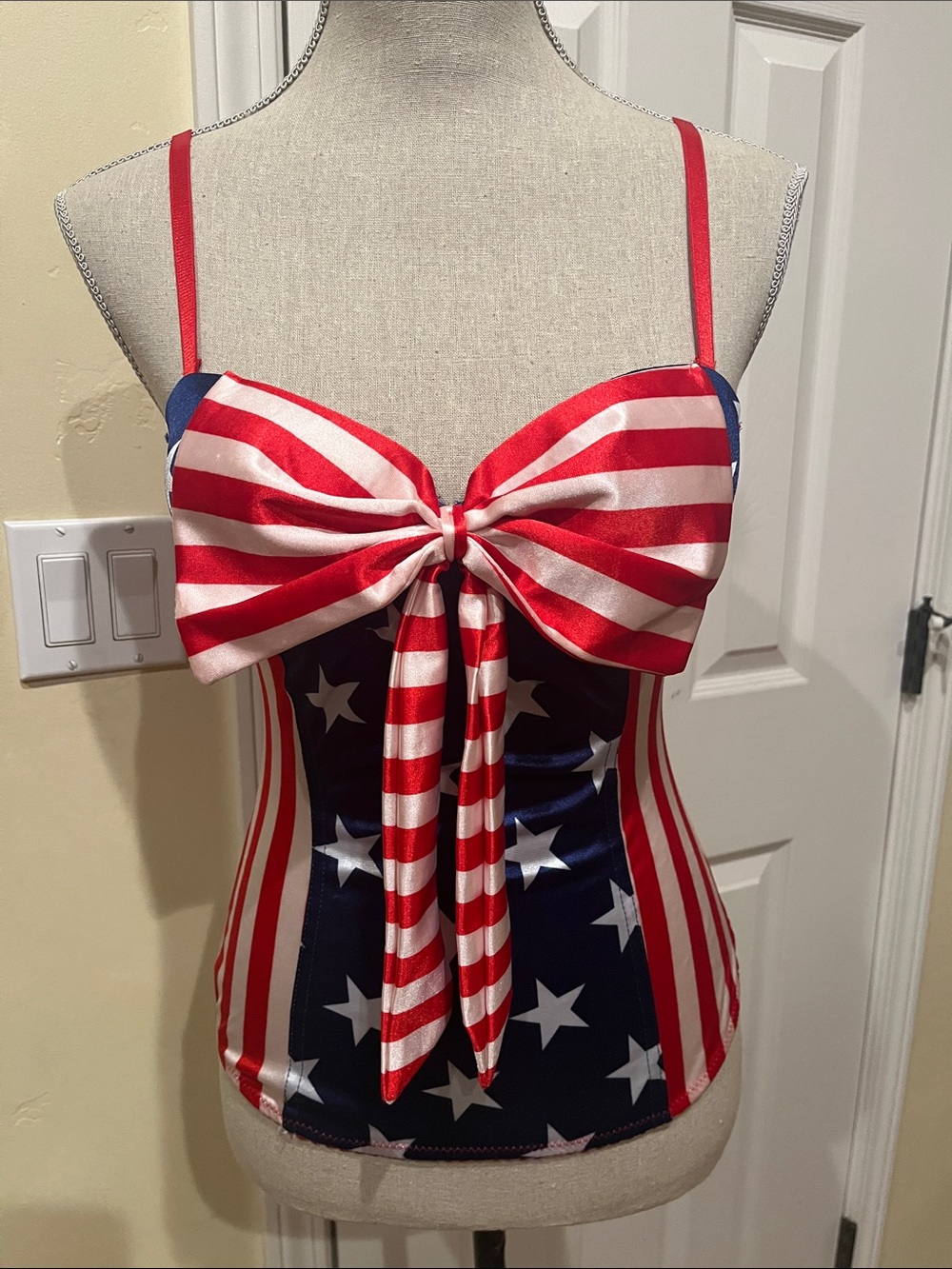 Bodyrage Patriotic Bow-Front Women's Bustier - Red White Blue